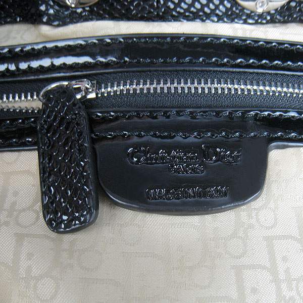 Christian Dior 1885 Snake Grain Leather Handbag-Black